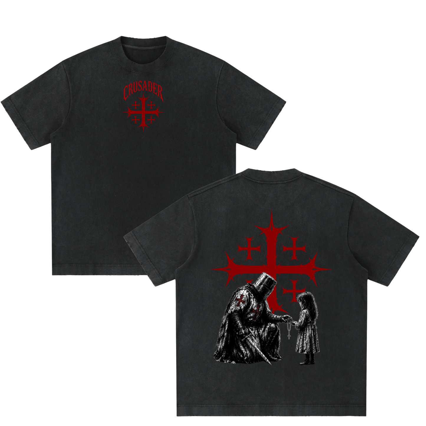 DefendTheInnocent,CrusaderTee,CrusaderShirt,ChristianShirt,CatholicShirt,ChristianStreetwear,CatholicStreetwear,FaithBasedApparel,ReligiousClothing,SpiritualWarfare,JerusalemCross,RosaryShirt,KnightShirt,CatholicRosary,ProtectTheInnocent,DefendTheFaith,GothicChristian,GothicStreetwear,WashedBlackTee,THORNSApparel