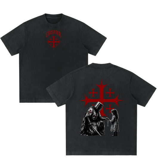 DefendTheInnocent,CrusaderTee,CrusaderShirt,ChristianShirt,CatholicShirt,ChristianStreetwear,CatholicStreetwear,FaithBasedApparel,ReligiousClothing,SpiritualWarfare,JerusalemCross,RosaryShirt,KnightShirt,CatholicRosary,ProtectTheInnocent,DefendTheFaith,GothicChristian,GothicStreetwear,WashedBlackTee,THORNSApparel