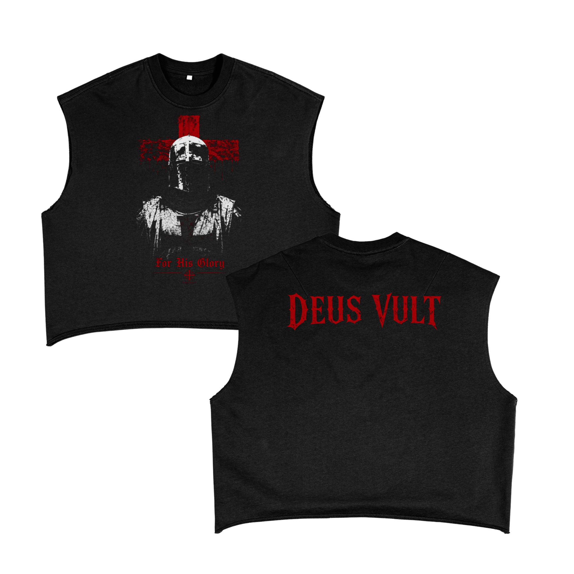 ForHisGlory,DeusVult,CrusaderCutoff,CrusaderTank,ChristianTank,CatholicTank,MuscleTee,SleevelessShirt,CutoffShirt,RawEdgeTank,ChristianStreetwear,CatholicStreetwear,FaithBasedApparel,ReligiousClothing,SpiritualWarfare,KnightShirt,CrossShirt,GothicChristian,GothicStreetwear,THORNSApparel