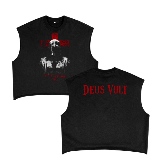ForHisGlory,DeusVult,CrusaderCutoff,CrusaderTank,ChristianTank,CatholicTank,MuscleTee,SleevelessShirt,CutoffShirt,RawEdgeTank,ChristianStreetwear,CatholicStreetwear,FaithBasedApparel,ReligiousClothing,SpiritualWarfare,KnightShirt,CrossShirt,GothicChristian,GothicStreetwear,THORNSApparel